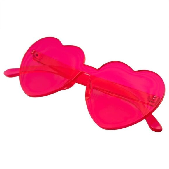 Heart Shape Sunglasses Translucent Shades In Hot Pink - Picture 2 of 6